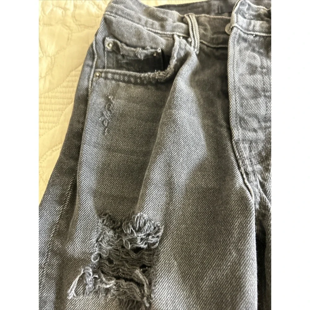 GRLFRND Karolina Jeans Women's 23 Black  Distressed Button Fly Raw‎ Hems